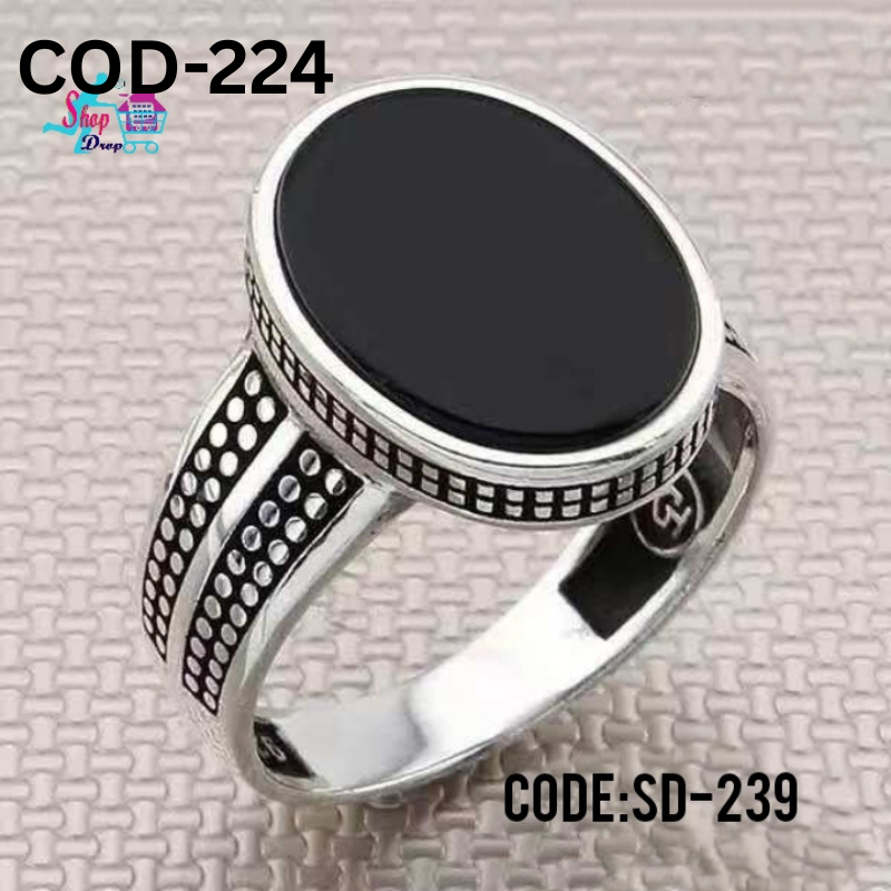 Vip 316L Black Stone Finger Ring-224
